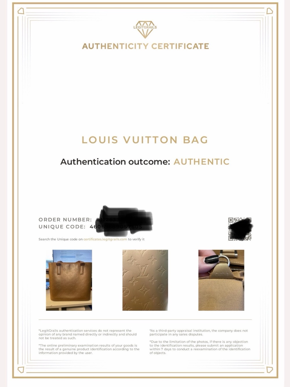 Louis Vuitton Monogram Mat Stockton Tote Bronze Leather Shoulder Bag CA0093 COA - Picture 17 of 17